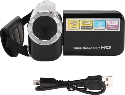 Zdjęcie produktu dla Kamera 16 MP 1080p z 16-krotnym zoomem cyfrowym - 2,0-calowy - obrotowy - ekran z funkcją Anti-Shake - USB - złącze z gwintem 1/4 cala - otwór - kamera wideo do podróży