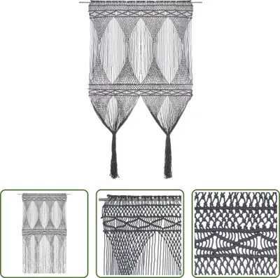 Obrázek produktu pro The Living Store makramé závěs antracit 140x240 cm bavlna