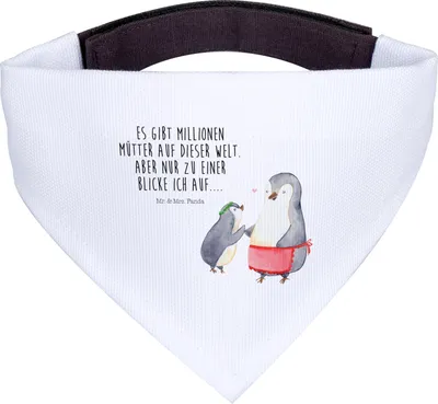 Produktbild von Mr. & Mrs. Panda Halstuch Für Hunde Pinguin mit Kind - Weiß - Geschenk, Muttertag, Pinguine, Vorbild Mama, Mutter, Hund, Tuch, Familie, Hunde-Halstuch, Hundehalstuch