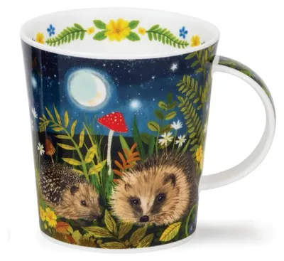 Knochenporzellan Becher Igel-Motiv 0,32 l Blau-Weiß