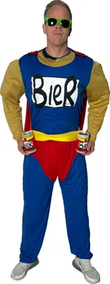 Produktbild von Superhelden-Kostüm Bier-Mann mit Cape für Herren, Größe:XXXL