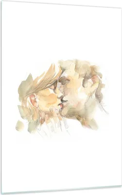 Produktbild von Bilder auf glas - Einteilig - Kuss Paar Liebe - 50x70cm - Glasbilder - Wandbilder - Bilder - zum Aufhängen bereit - Wanddekoration aus Glas - Glas Bilder - Wandbild auf Glas - GPA50x70-5005