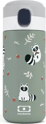 Immagine prodotto di Borraccia termica per bambini Monbento MB Pop, 360 ml, acciaio inossidabile, tappo sportivo, Pop Raccoon