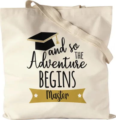 Produktbild von Master Jutebeutel Stoffbeutel Canvas And so the Adventure Begins Masterabschluss Geschenk Absolvent Studium