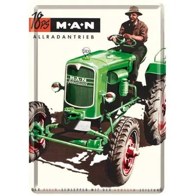 Zdjęcie produktu dla Pocztówka Metalowa 14 X 10 Cm Man Traktor