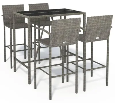 Productafbeelding van vidaXL 5-delige tuinset, grijs, van polyrotan