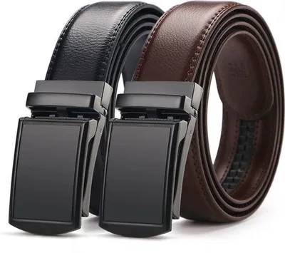Gürtel mit Metallschnalle - Hosengürtel - Verpackung mit 2 - Schwarze Gürtel für Herren - Robuste Arbeitsgürtel für Herren
