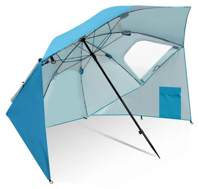 Produktbild von Peviasot Sonnenschirm 210 cm UPF 50+, tragbarer Strandschirm, neigbar & wasserabweisend für Strand Balkon Garten Urlaub Himmelblau