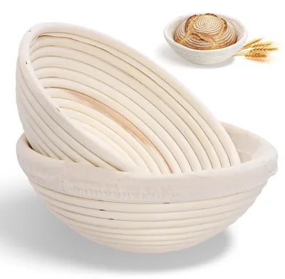 Imagen del producto de Juego de 2 cestas redondas de mimbre para masa de pan