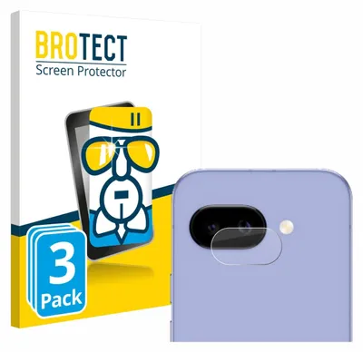 A product packaging and a close-up of a phone camera lens protector.