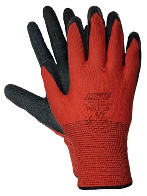 Produktbild von 12 Paar Arbeitshandschuhe  Montagehandschuhe Nylon Latex M-8 rot / schwarz