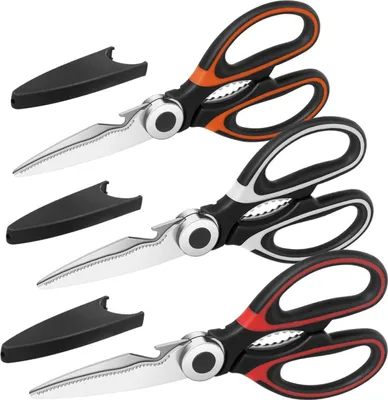Produktbild von Vutyvve Küchenschere Set Edelstahl Hochleistung Rot/Schwarz/Orange