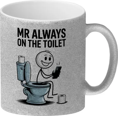 Produktbild von MR ALWAYS ON THE TOILET Glitzer-Kaffeebecher