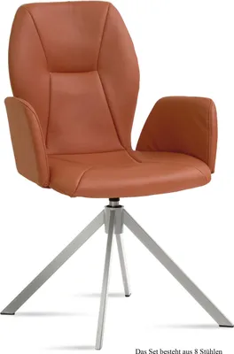 Produktbild von Armlehnstuhl drehbar (8er-Set) Dedenia 58x92x60 Edelstahl/Cognac
