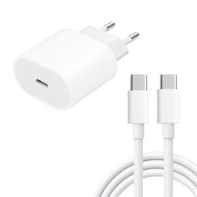 Produktbild von USB-C Ladegerät 20W PD mit 1m iPhone USB-C Ladekabel – USB-C Schnellladegerät Netzteil Power Adapter für iPhone 17 16 15 Air, iPad & AirPods