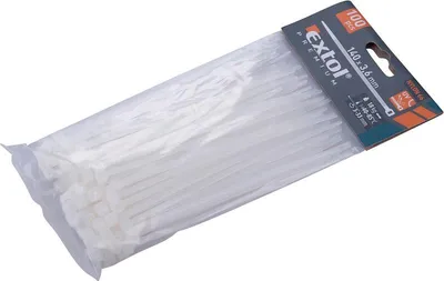 Produktbild von Pásky na vodiče bílé, 140x3,6mm, 100ks, NYLON