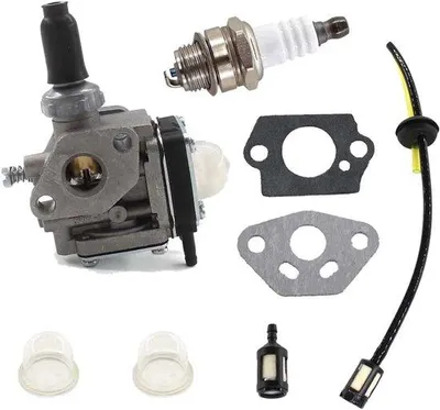 Imagen del producto de Kit de carburador con bujía, filtro de combustible y válvula. Adecuado para cortacéspedes Kawasaki TH43, TH48 y KBH48A