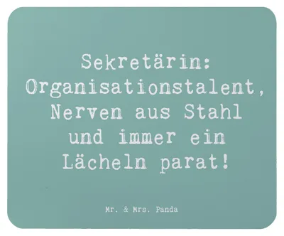 Produktbild von Mr. & Mrs. Panda Mauspad Spruch Sekretärin Heldin - Meeresbrise - Geschenk, immer ein Lächeln, Mousepad, Ansprechpartner, personalisierte Geschenke, Wertschätzung, Beruf