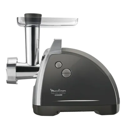 A studio shot of a meat grinder on a white background.
