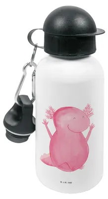 Produktbild von Mr. & Mrs. Panda Trinkflasche Axolotl Hurra - Weiß - Geschenk, Kita, Spaß, Zufriedenheit, Getränkeflasche, Fröhlich, Kinder, Sportflasche, Wasserflasche