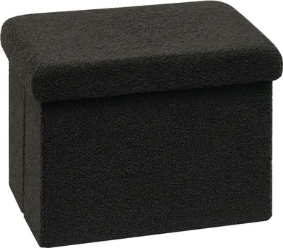 Produktbild von Faltbare Sitzwürfel mit Stauraum - Samt - Schwarz - 42 x 32 x 32 cm