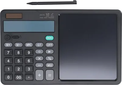 Immagine prodotto di Calcolatrice, tavoletta LCD, multifunzione, schizzi, appunti, precisa, pratica, portatile, matematica con blocco note per ufficio, contabilità finanziaria, nero