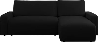 Produktbild von Boucle Stoff, Boucle Couch, Sofa mit Schlaffunktion und Bettkasten, Schlafsofa Boucle, Couchgarnitur Ecke Bettcouch, Boucle Stoff - ARGOS - Schwarz Boucle