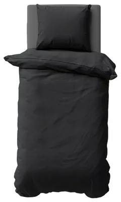 Produktbild von 2 teilige Uni Bettwäsche 155x220 cm Mikrofaser Schwarz Bettbezug Garnitur Set