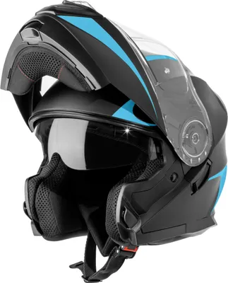 Produktbild von VINZ Busan Klapphelm mit Sonnenblende | ECE 22.06 & PINLOCK vorbereitet | Motorrad Helm Integralhelm | Motorradhelm Klappbar | In Gr. XS-XXL | Erhältlich in verschiedenen Farben - Blau | XXL (61 cm)