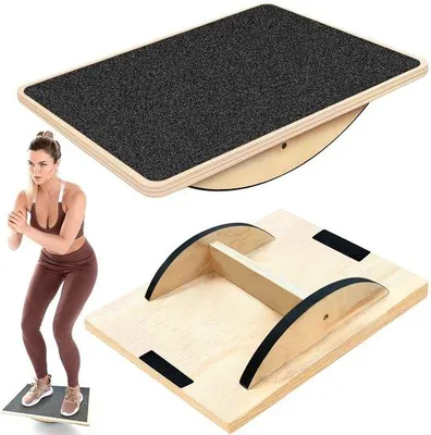 Productafbeelding van Ibenzoa® Houten balanceerplank voor volwassenen – 360° wiebelplank met antislip oppervlak, 40 x 30 x 7 cm, voor fysiotherapie en training