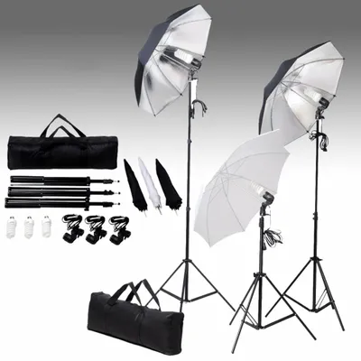 Image de vidaXL Kit studio photo avec lampes et système de fond