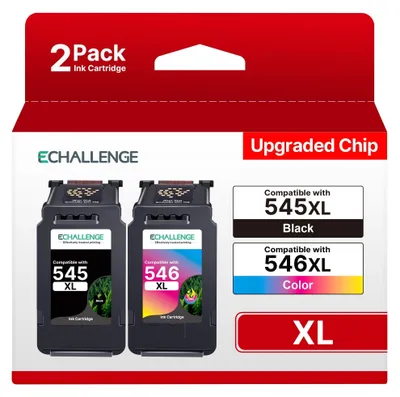 Produktbild von ECHALLENGE PG-545XL CL-546XL für Canon Druckerpatronen 545 546 XL Multipack Patronen für tr4550 Patronen PIXMA MX495 TS3150 TR4551 MX490 MG3050 TS3350 MG2950 MG2550S TS3151 TR4500(1 Schwarz, 1 Farbe)