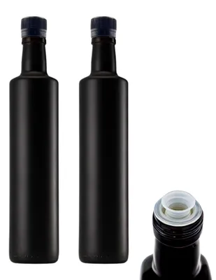 2er-Set Ölflaschen 500 ml mit Ausgießer, Glas, schwarz