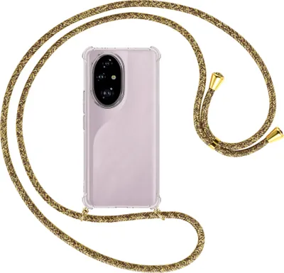 Produktbild von Handykette Backcover-Schutzhülle mit Band (Metall goldfarben) für Honor 200 Pro - braun+beige