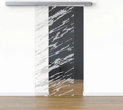 Produktbild von Pertura Glasschiebetür Komplettset Glera Vision 01 775x2050 mm Links inkl.Beschlag Selir Aluminium Edelstahloptik,Griffm