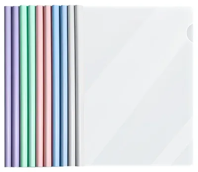 Zdjęcie produktu dla Segregator A4, przezroczysty, na 10 kartek, szerokość grzbietu 8 mm, pojemność 80 kartek