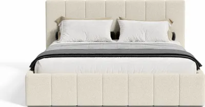 Produktbild von FEDVE Polsterbett Malfo Slim aus Bouclé-Stoff 160x200 cm, Beige