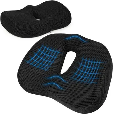 Imagen del producto de Almohadilla ortopédica Ibenzoa® con espuma viscoelástica: cojín ergonómico para la espalda y las caderas, funda lavable, color