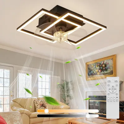 Immagine prodotto di ZMH ventilatore a soffitto LED con illuminazione lampada silenziosa dimmerabile motore DC 6 velocità funzione timer controllo telecomando adatto