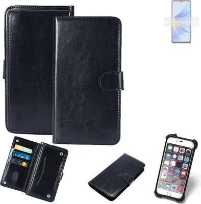 Produktbild von K-S-Trade 360° Hülle kompatibel mit Oppo A17k schwarz Kunstleder Case BookCase WalletCase Kunstlederederhülle Handyhülle, Rundumschutz Bumper (1x)