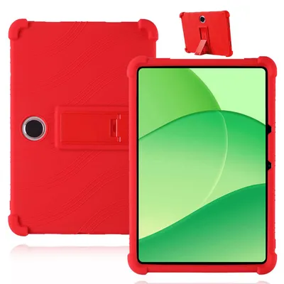 Image de Étui de protection pour tablette Oppo Pad Neo/Oppo Pad Air2 11,4 pouces, en silicone souple résistant aux chocs, avec support, de couleur rouge