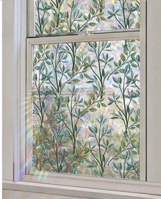 Immagine prodotto di Pellicola adesiva per vetri, dimensioni 45x200 cm, antistatica, schermante dai raggi solari, isolante, motivo "vetro piombo", fiori arcobaleno, autoadesiva, ideale per soggiorno, camera da letto, pellicola per finestre, pellicola adesiva per decorazioni interne