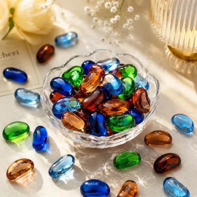 Bunte Glassteine 500 g für Vasen, Aquarium & DIY-Deko