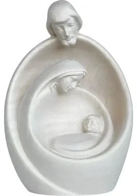Krippenfigur Heilige Familie, Holz, 15 cm, modern