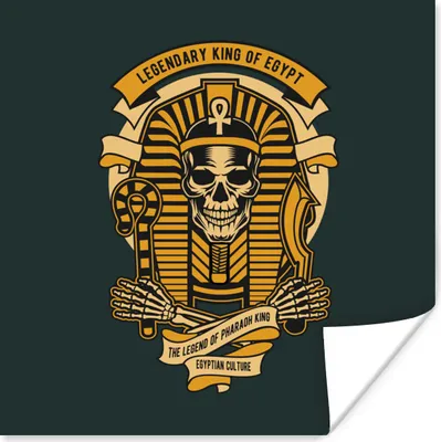 Produktbild von MuchoWow® Poster Pharao - Skelett - Ägypten - Retro 50x50 cm - Wohnzimmerdekoration
