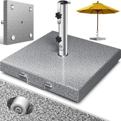 Produktbild von KESSER® Granit Sonnenschirmständer mit Edelstahlrohr, Hochwertiger Schirmständer Sockel 30KG - für Schirmstöcke bis 16-48 mm, Inkl. Transport Griff Garten Balkonschirmständer