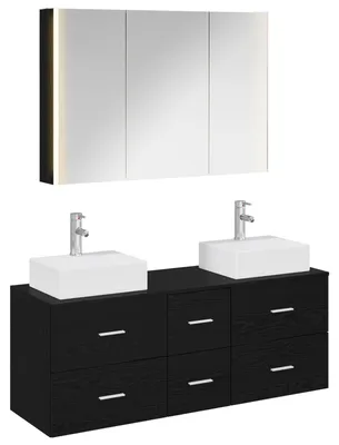 Productafbeelding van vidaXL Badkamerkastset, 4 stuks, zwart eikenhout