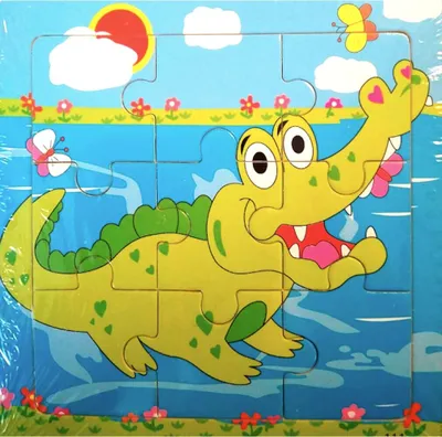 Image de Puzzle en bois Crocodile 9 pièces