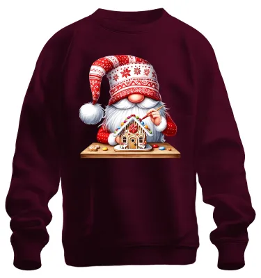 Obrázek produktu pro Vánoční skřítek Gnome Gnome Festive Christmas Uni mikina, vínová, M