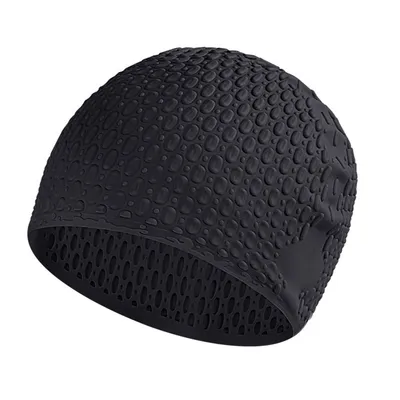 Produktbild von Damen und Herren Silikon Badekappe, Elastische Rutschfest Weiche Schwimmhaube, Schwarz